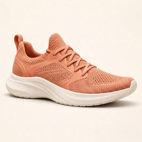La même basket, dont la tige a été remplacée par une version orange corail